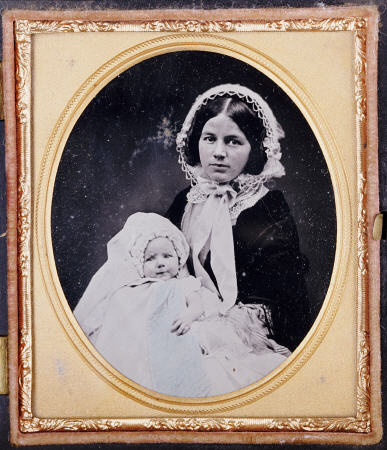 A Quarter Plate Ambrotype Of A Mother And Child van 