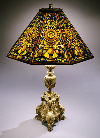 A Rare Regence Style Leaded Glass And Gilt-Bronze Table Lamp By Tiffany Studios van 