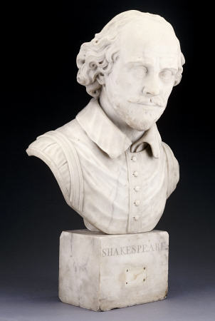 A Victorian Sculpted White Marble Bust Of William Shakespeare, Probably Mid 19th Century van 