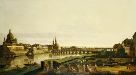 A View Of Dresden From The Right Bank Of The River Elbe Above The Augustusbrucke van 