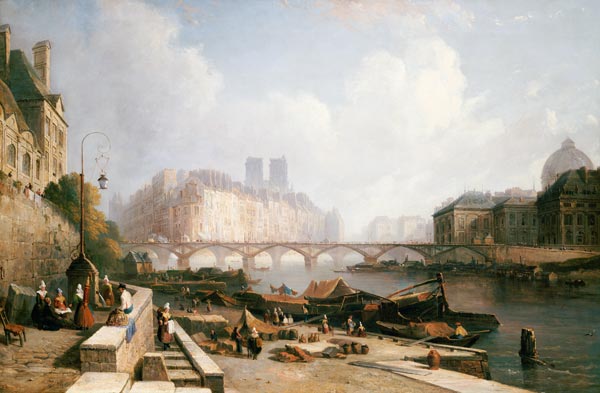 A View Of Ile De La Cite, Paris, From The Quai Du Louvre With The Pont Des Arts And The Pont Neuf In van 