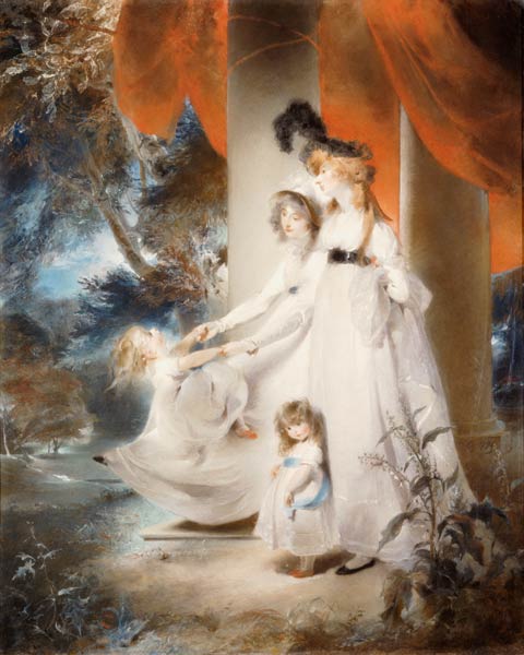 Portrait Of Mrs Ayscoghe  Boucherett With Her Two Eldest Children, Emilia And Ayscoghe, And Her Half van 