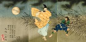 A  Triptych  Of ''Fujiwara No Yasumasa Playing The Flute
