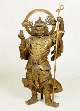 A Fine Large Wood Statue Of Bishamon, Guardian Of The North