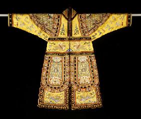 A Rare Embroidered Imperial Yellow Ground Theatrical Costume, Qianlong Period (1735-1796)