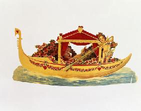 A Three Dimensional Valentine Card Of A Gondola Rowed By A Cupid With A Princess Underneath A Paper