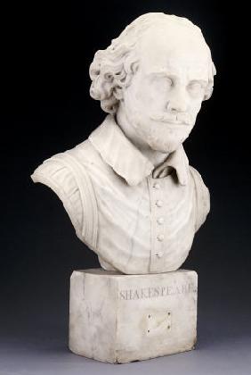 A Victorian Sculpted White Marble Bust Of William Shakespeare, Probably Mid 19th Century