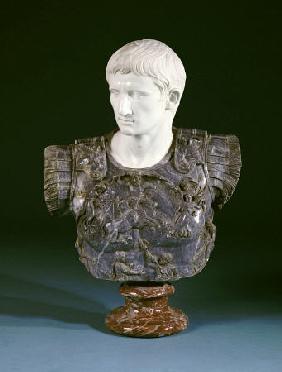 A White And Grey Marble Bust Of The Emperor Augustus