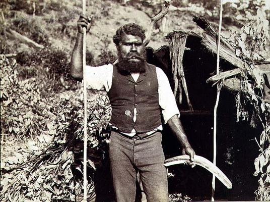 Aborigine with a Boomerang, c.1860s (sepia photo) van 