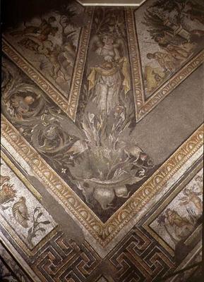 Allegorical figure of Autumn, detail of a mosaic pavement depicting the seasons and hunting scenes, van 
