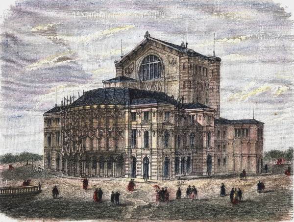 Bayreuth, Festspielhaus , Woodcut 1880 van 