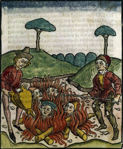 Burning of liars / Woodcut / 1483 van 