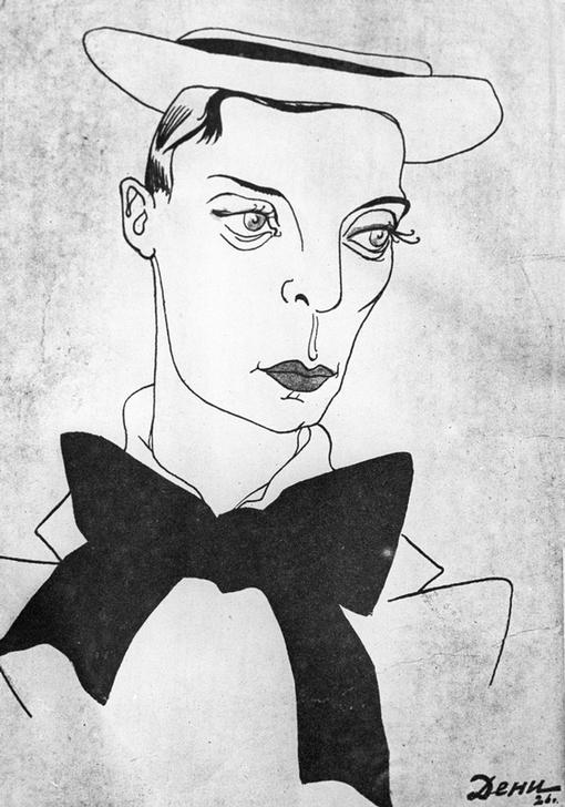 Caricature on American comedy actor and film director Buster Keaton van 