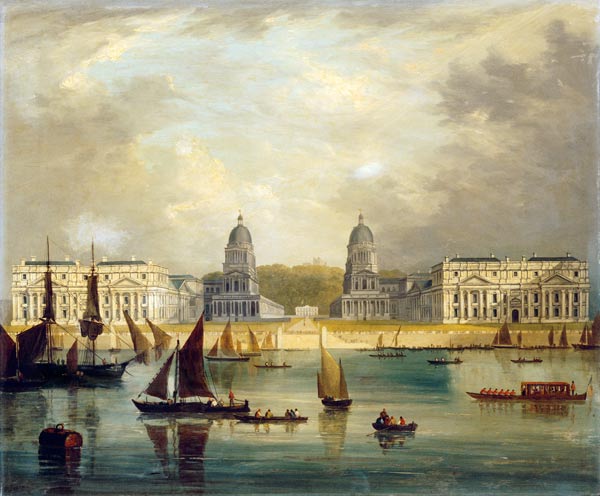 A View Of Greenwich,  From The River, With Commissioned Barges, A Collier Brig, Astumpy Barge And Ot van 
