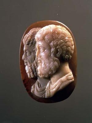 Cameo depicting Marcus Aurelius (121-180) and Lucius Verus (130-169) Roman (onyx) van 