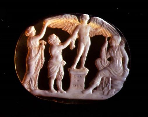 Cameo of Icarus and Daedalus with Persephone and Artemis, 1st century van 