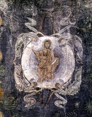 Christ in Majesty surrounded by four angels, ceiling painting, 11th-14th century (fresco) van 