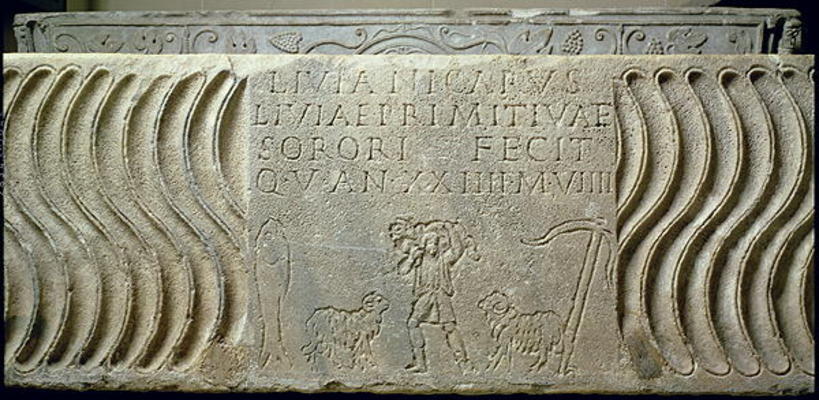 Christian Sarcophagus of Livia Primitiva, Roman (basalt) van 