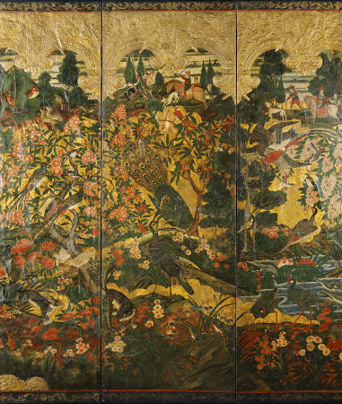 Detail From A Four-Panel Screen Depicting European Hunting Scenes van 
