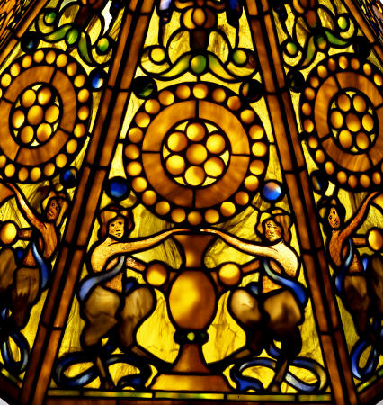 Detail From A Rare Regence Style Leaded Glass And Gilt-Bronze Table Lamp Tiffany Studios van 