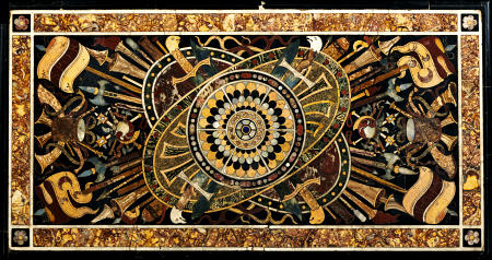 Detail Of The Top Of An Italian Ormolu-Mounted Pietra Dura Ebonised And Parcel Gilt Centre Table van 