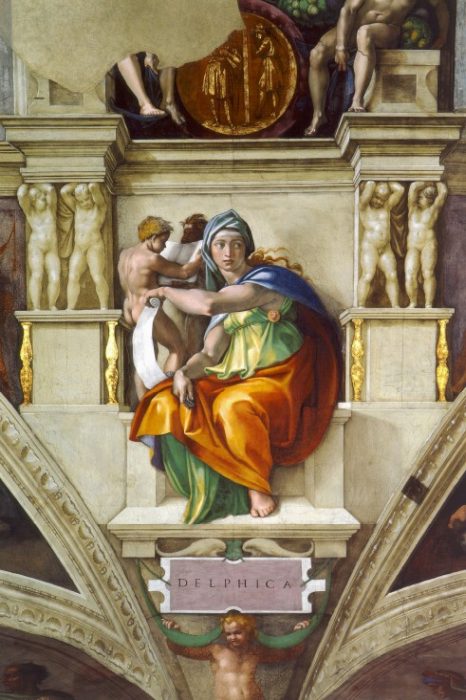 The Delphic Sibyl (Sistine Chapel ceiling in the Vatican) van 