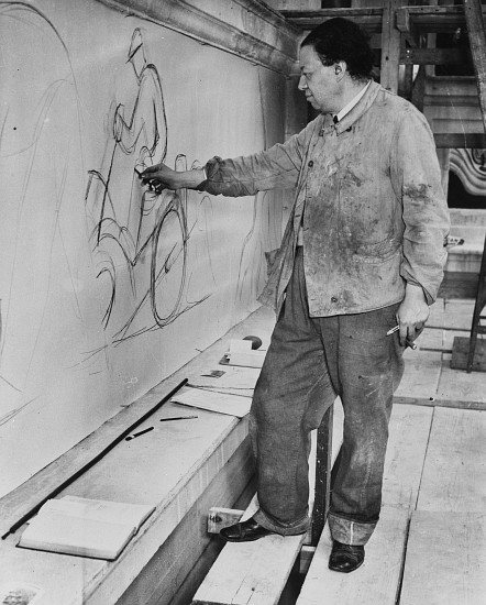 Diego Rivera working Detroit Industry Murals van 