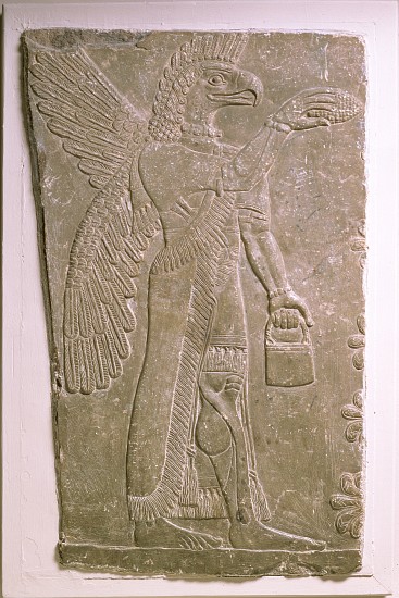 Eagle-headed winged genius, Assyrian, Mesopotamian, 883-859 BC van 