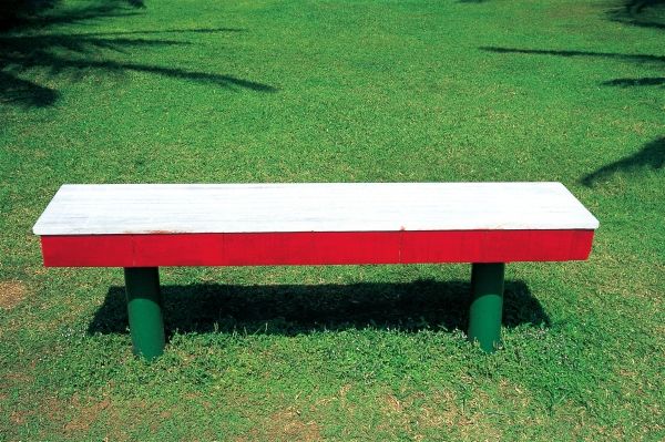 Empty wooden bench in garden (photo)  van 
