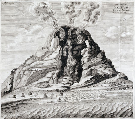Engraving Of Vesuvius Erupting From ''Mundus Subterraneus'' By Athanasius Kircher (1602-1680) van 