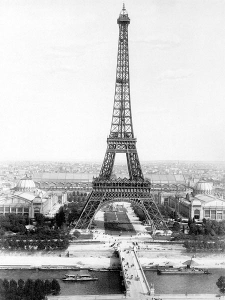 end of the building of the Eiffel Tower in Paris for World Fair in Paris 1889 , here photographed at van 