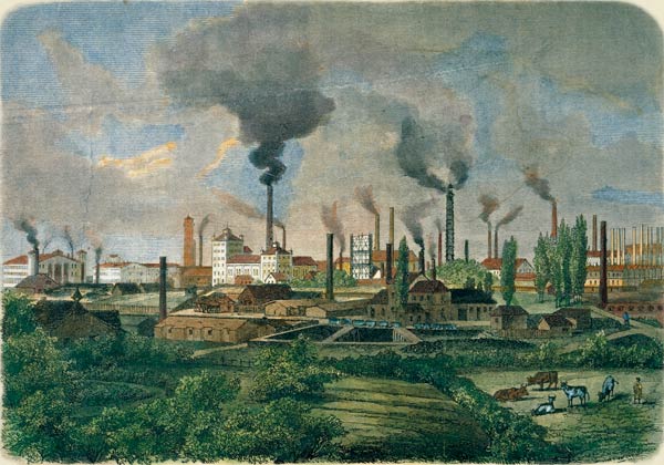 Krupp factories in Essen, Germnay, 1865. van 