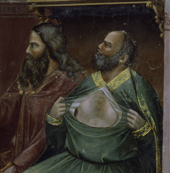 Giotto, Christus vor Kaiphas, Ausschn. van 