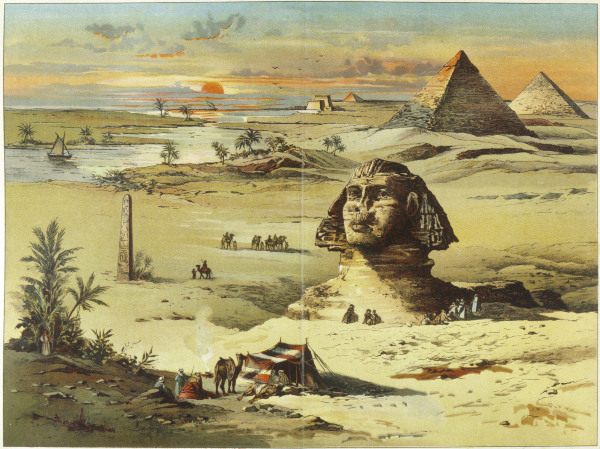 Giza , Sphinx a.Pyramids van 
