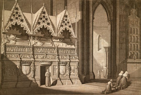 Tomb of the King of Aragon , Aquatint van 