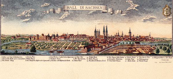 Halle (Saale) / Ansicht um 1700/ Kupfst. van 