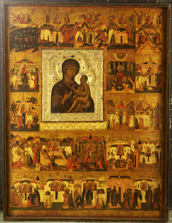 Icon Of The Mother Of God Tikhvinskaia Also Depicting The History And Miraculous Events Connected Wi van 