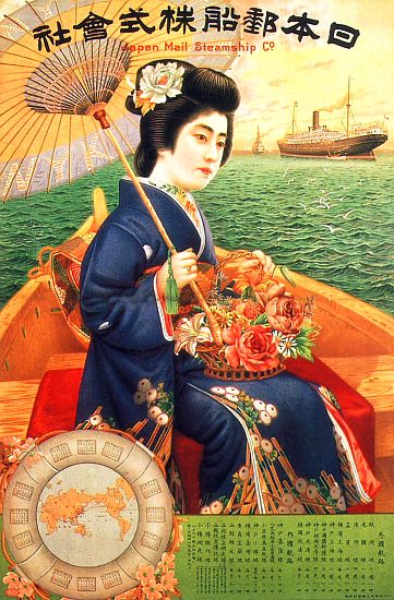 Japan: Advertsing poster for the Japan Mail Steamship Company van 