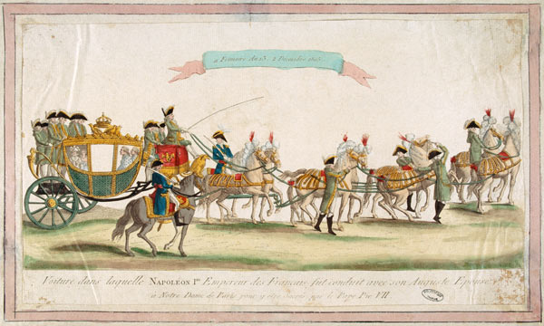 Kroenung Napoleons 1804 Kutsche/Kupferst. van 