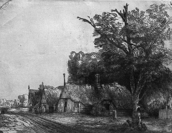 Landscape with Three Cottages van 