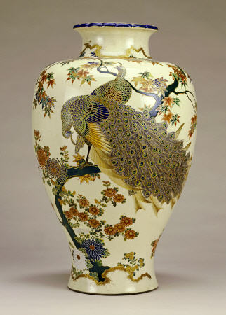 Large Satsumo Ovoid Vase, Meiji Period, Late 19th Century, Signed Satsuma Shosai Within A Large Blue van 