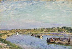 Le Port De Saint Mammes, Le Matin  Alfred Sisley (1839-1899) Oil On Canvas  15 1/4  X 21 5/8 In