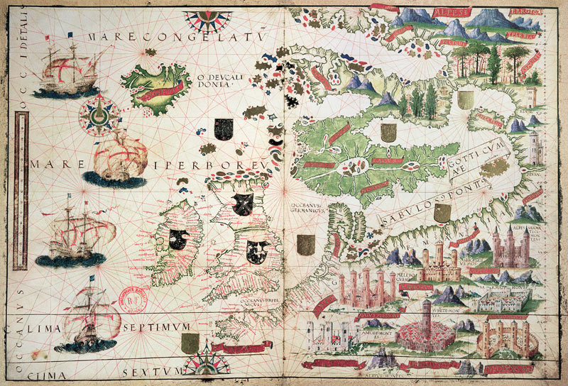 Map of Europe, from a facsimile of the ''Miller Atlas'' Pedro and Jorge Reinel, and Lopo Homem, made van 
