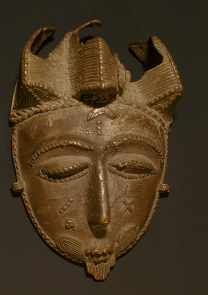 Maske, Baule, Elfenbeinkueste / Bronze van 