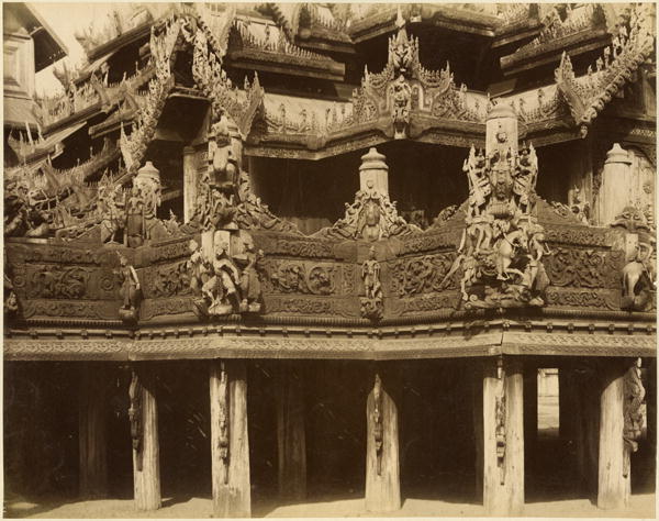 Monastery or Pagoda, detail, probably Mandalay, late 19th century (albumen print) (b/w photo)  van 
