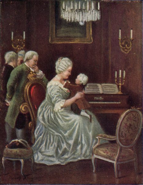 Mozart on Maria Theresas Lap , Col.Print van 