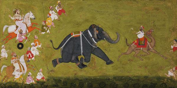 Maharaja Jagat Singh Pursuing An Escaped Elephant