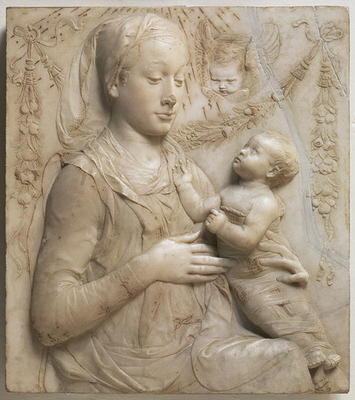 Madonna and Child, bas relief by Antonio Rossellino (1427-79) (marble) van 