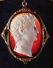 Marlborough Cameo of Caesar Augustus (63 BC-14 AD), c.54-68 AD (marble set in amber)
