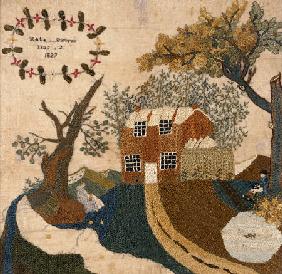 Needlework Picture By Kate Barlow, Probably Pennsylvania, 1827